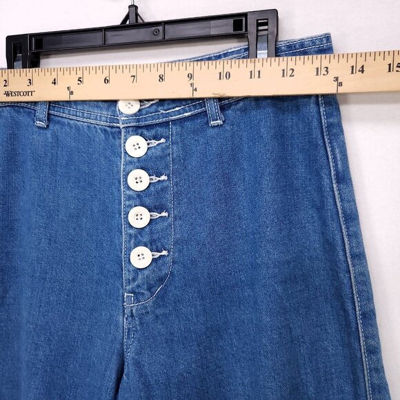 Urban Outfitters BDG Jeans Super Wide Leg Button Fly High Waist Raw Hem Size 25 - Picture 7 of 13